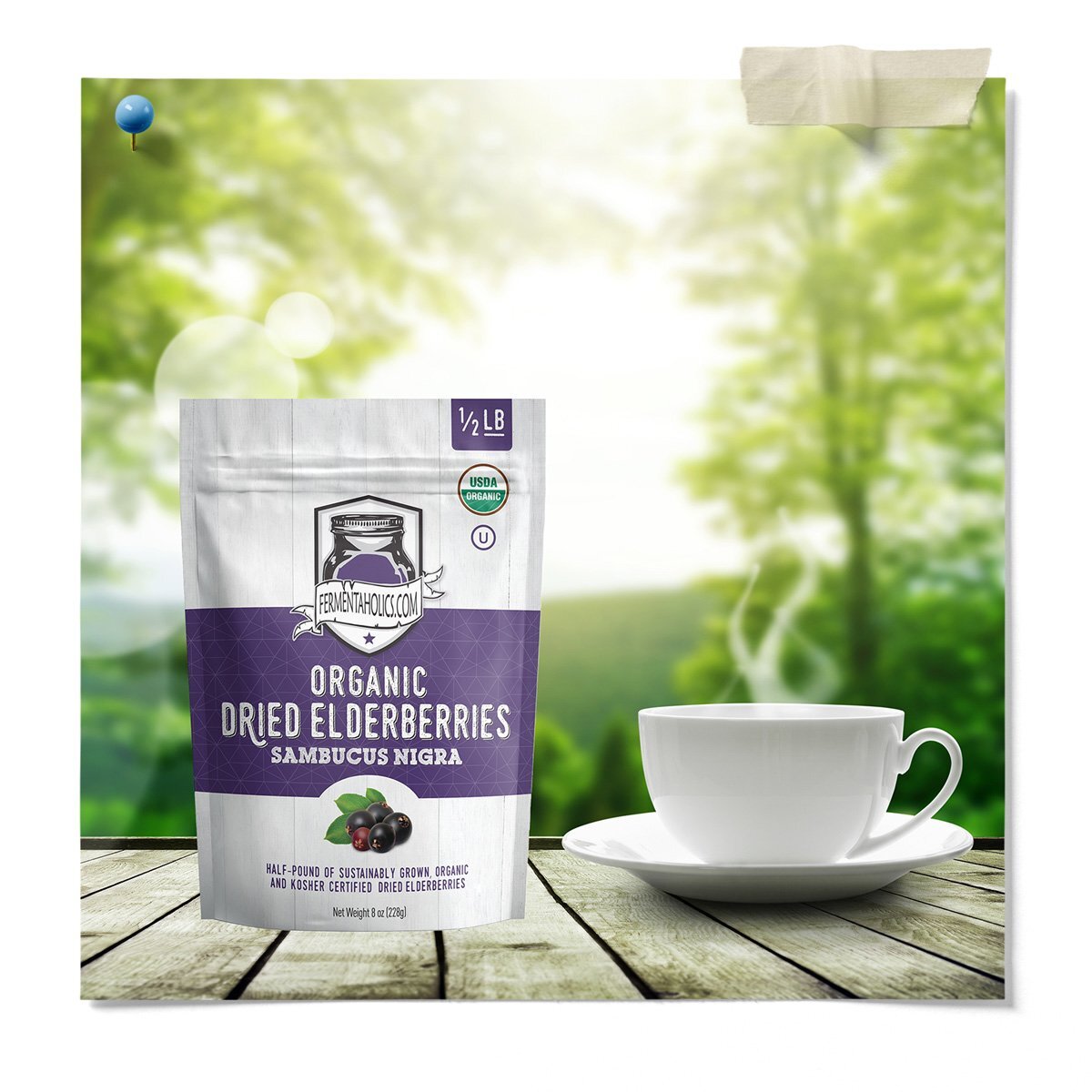 Fermentaholics USDA Organic Dried Elderberries, 8oz Free Of Chemicals