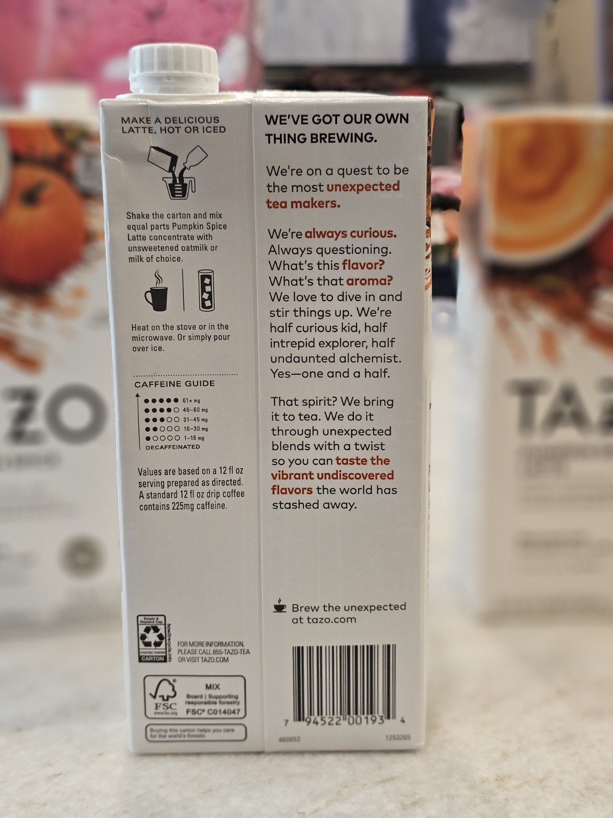 3x Tazo NEW LIMITED EDITION Pumpkin Spice Latte Black Tea Concentrate 32 Oz 🍁