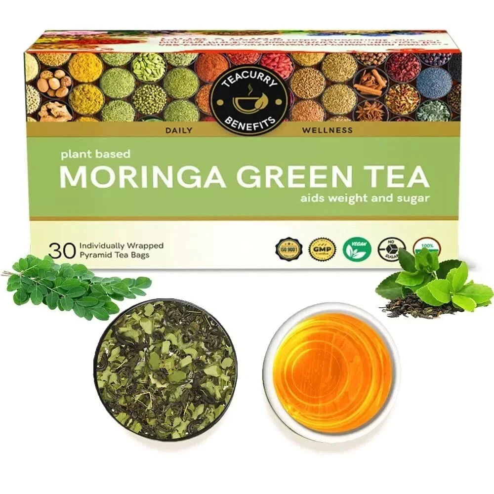 TEACURRY Moringa Green Tea – 30 Tea Bags F