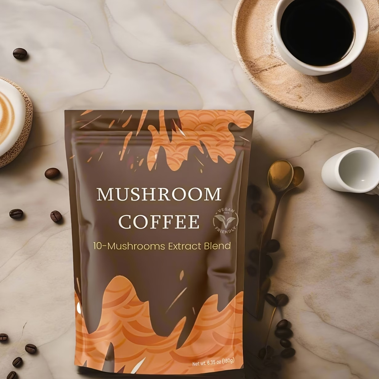 Instant Mushroom Coffee with Turkey Tail & Tremella Extracts Gluten-Free