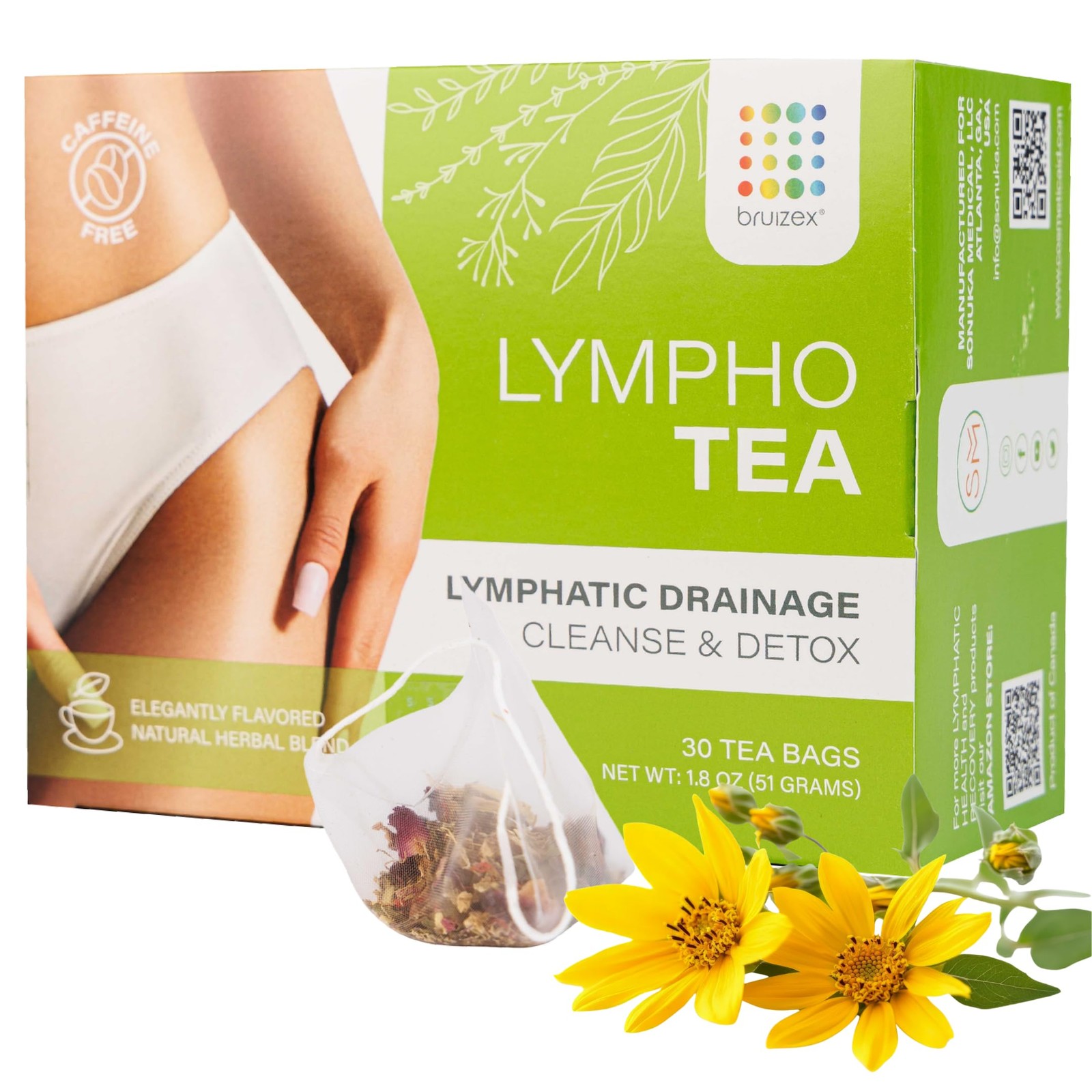 Bruizex Lymphatic Natural Herbal Tea, Lymphatic Drainage, Ginger Blend for Ly…