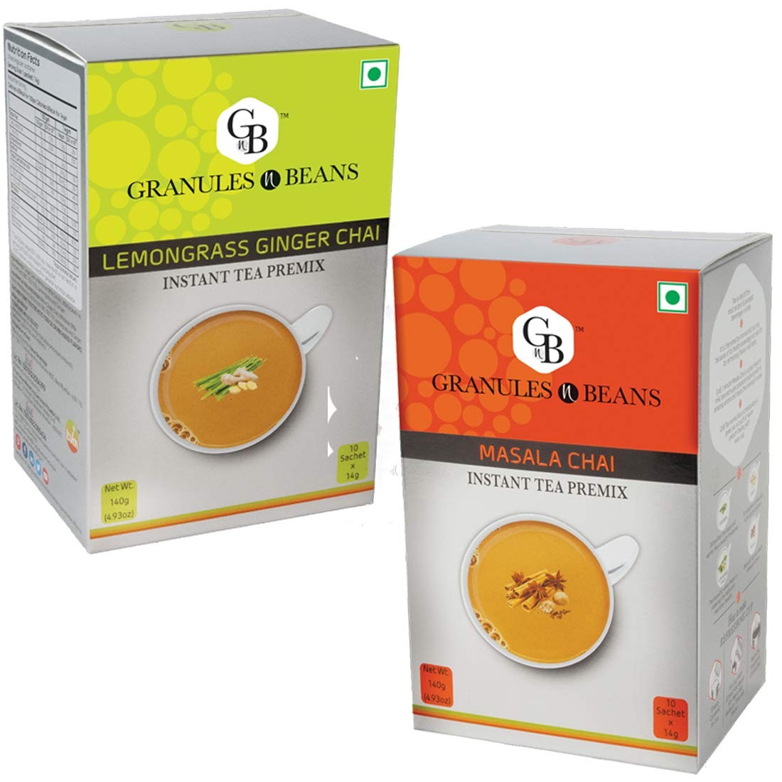 Granules n Beans Instant Chai Premix Combo | Masala + Lemongrass