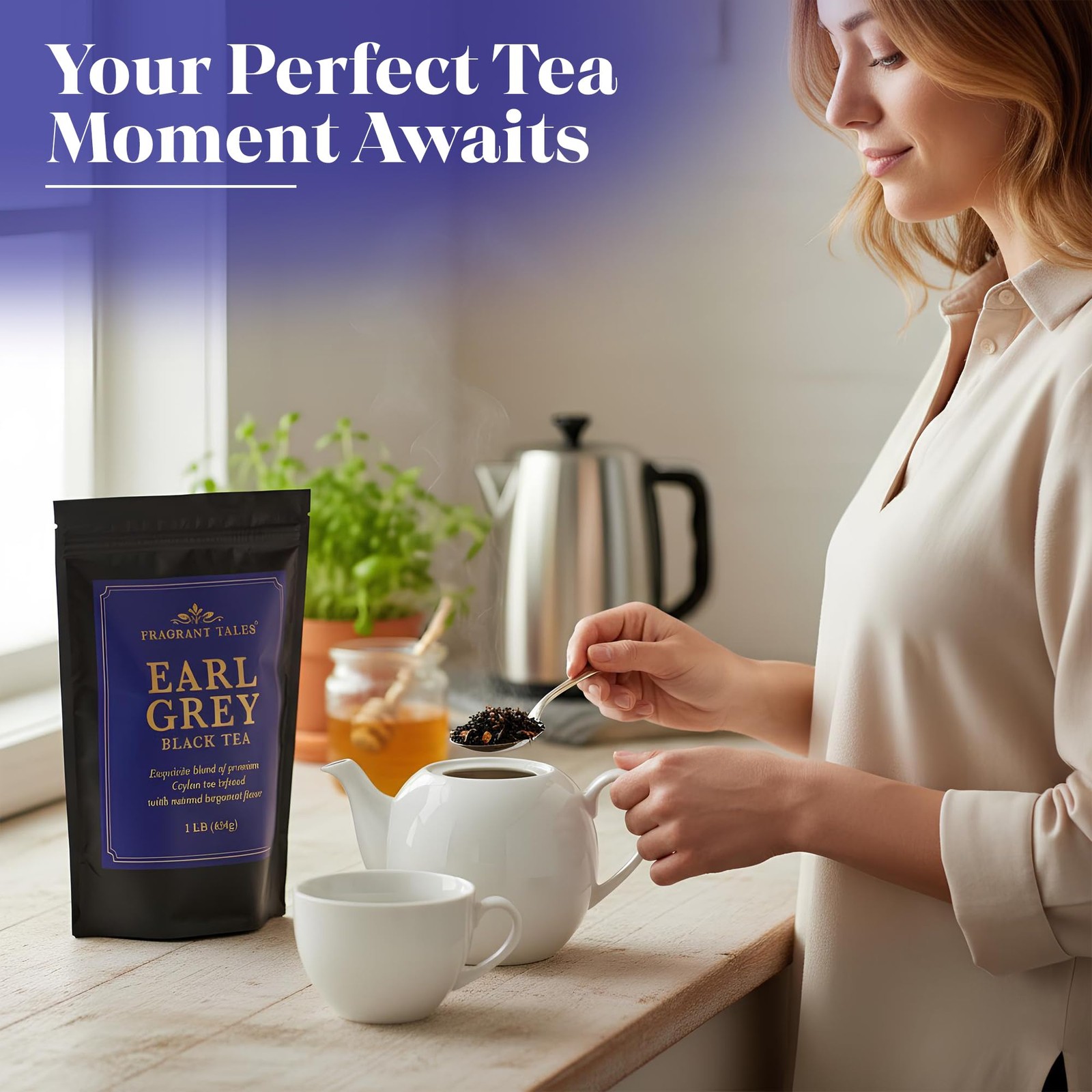 Earl Grey | 1LB (454g) | Loose Leaf Black Tea | Premium Ceylon Tea with Natur…