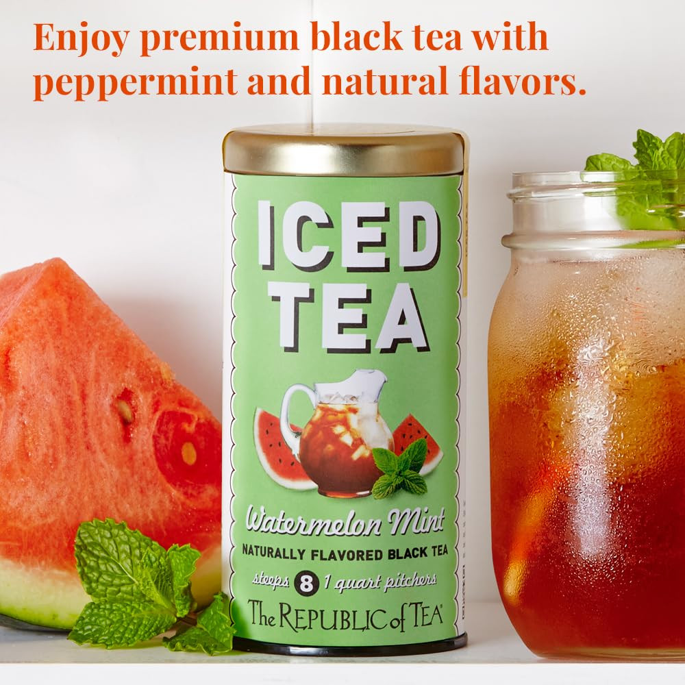 Iced Tea Watermelon Mint, 8 Count, Premium Fine Black Tea