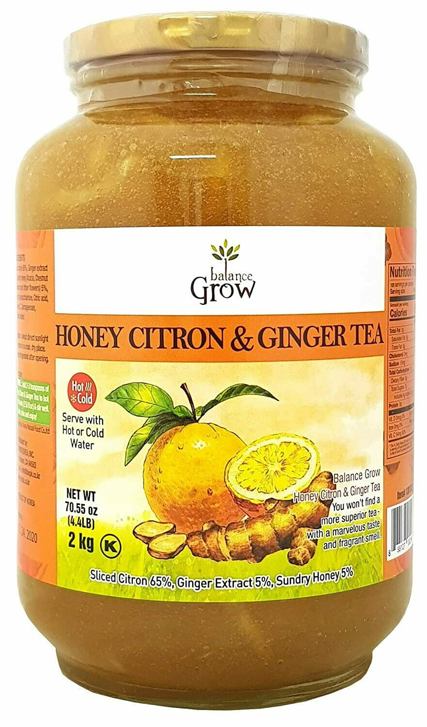 Balance Grow Honey Citron and & Ginger Tea 4.4 lbs/2KG Pack 1 2 3 4 (70.55oz)