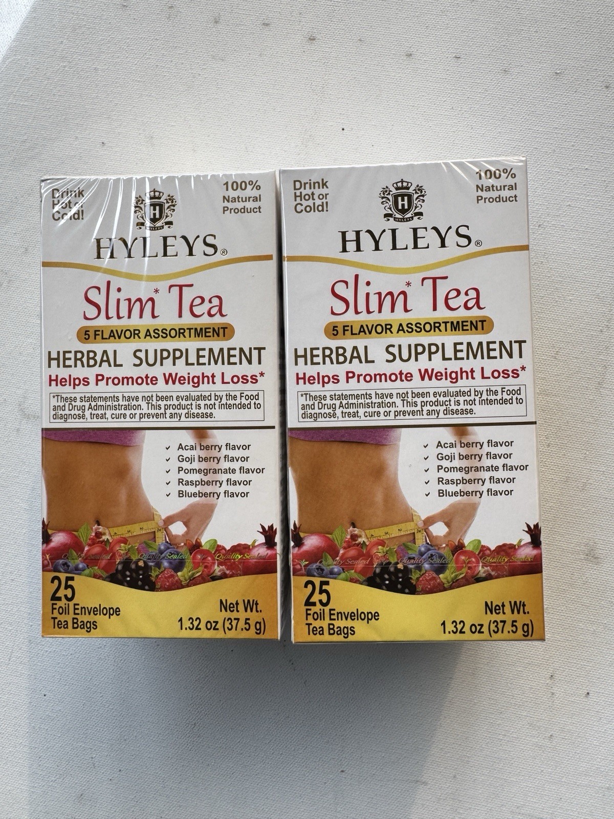 Hyleys Slim Tea 2 Pack 5 Flavor Assortment 50 Bags