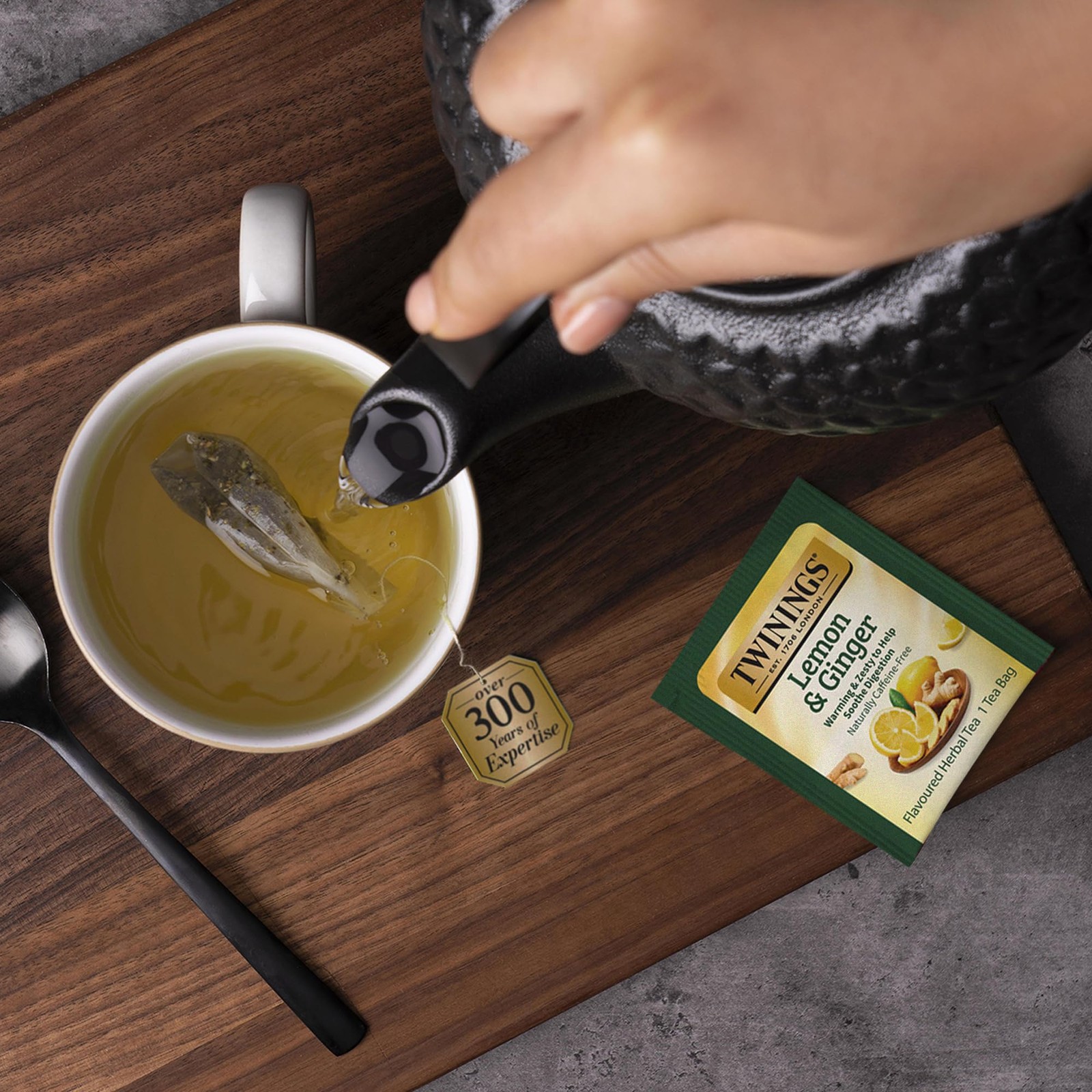 Twinings Lemon Ginger Herbal Tea Bags 50 Count Caffeine Free Brew Anytime