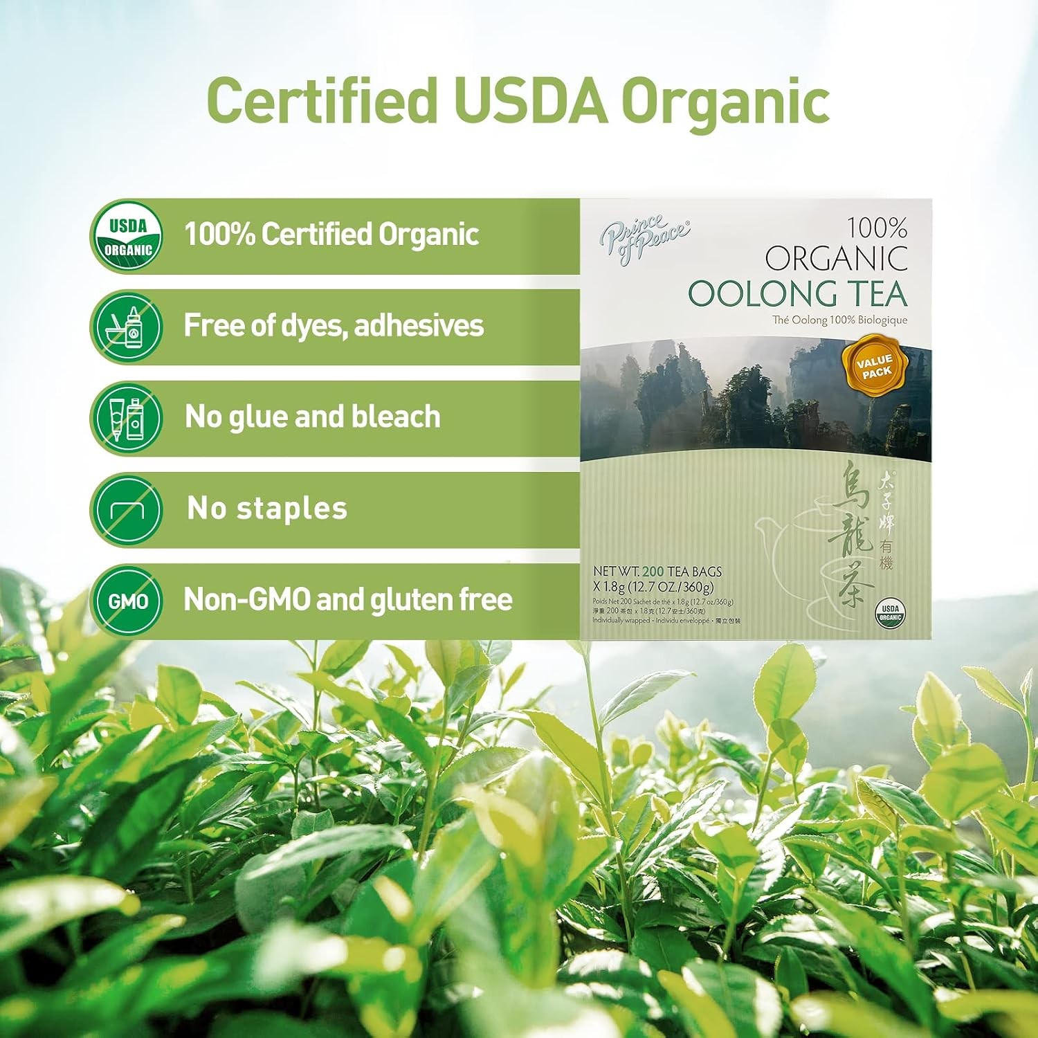 100% Organic Oolong Tea, BEST VALUE Family Size, 200 Tea Bags – 12.7 Oz