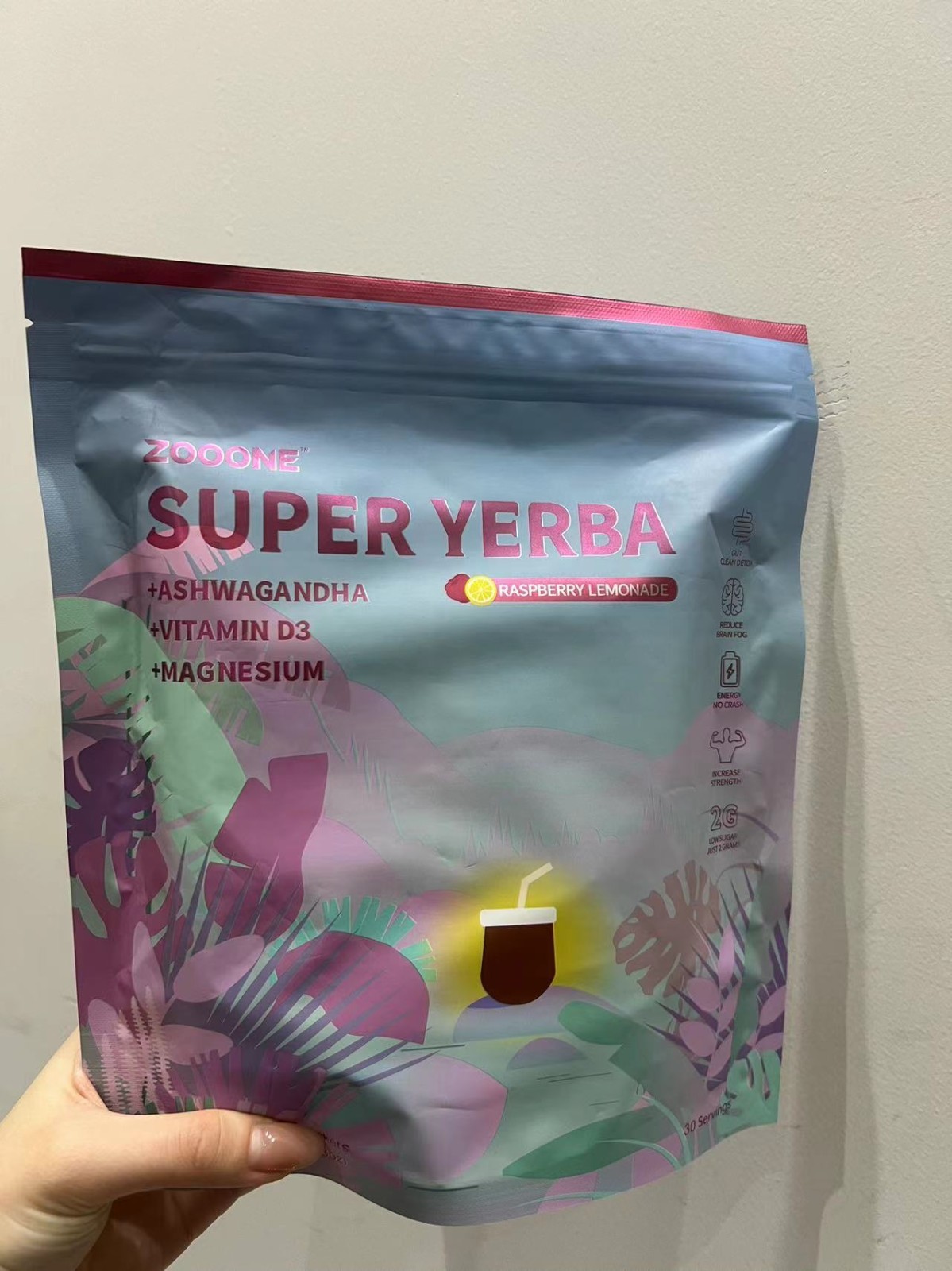 ZOOONE Super Yerba / Yerba Mate Instant Drink Powder/ RASPBERRY LEMONADE Flavor