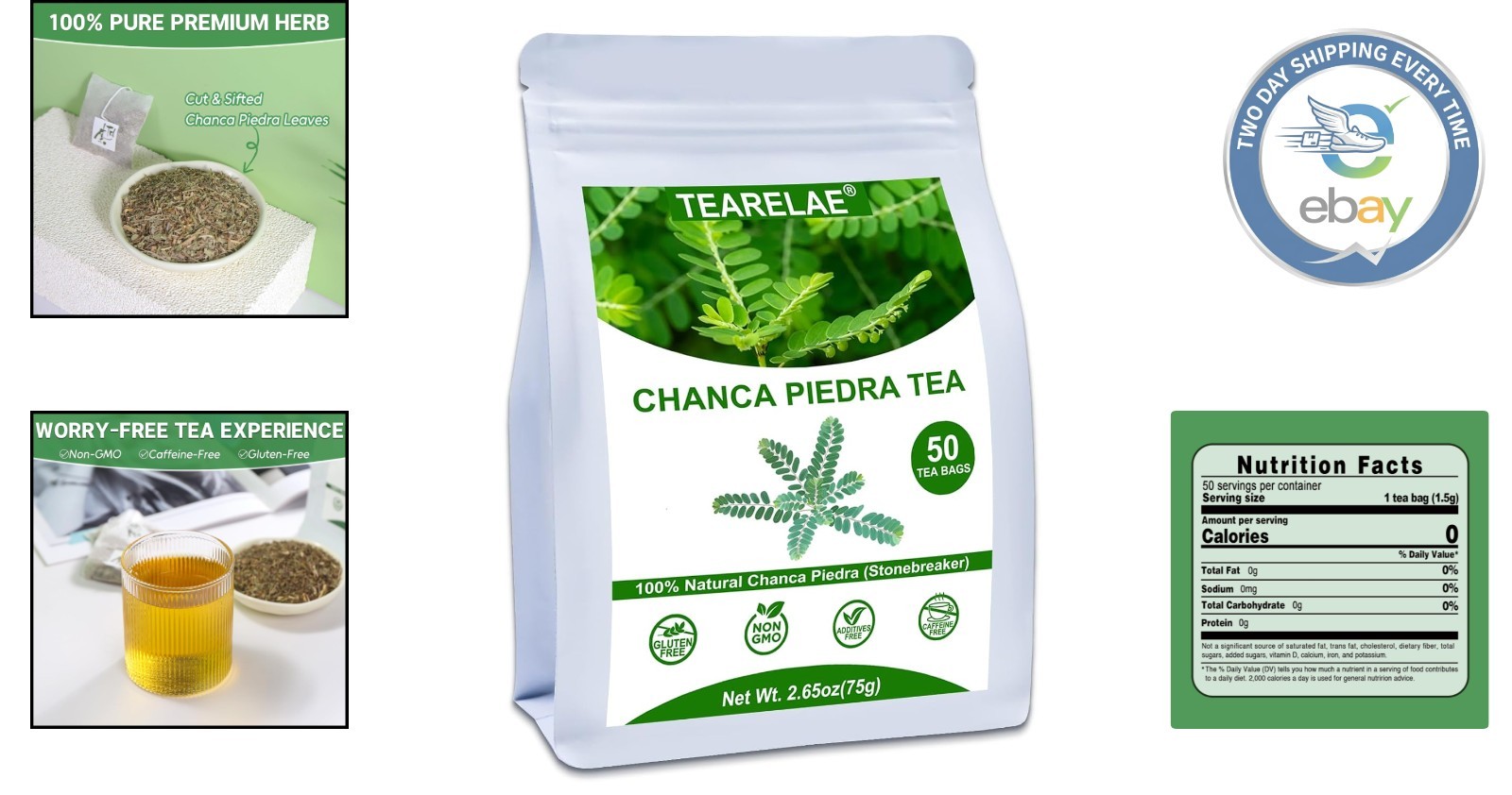 Natural Stone Breaker Tea – 50 Count Chanca Piedra Bags, Caffeine-Free Wellness