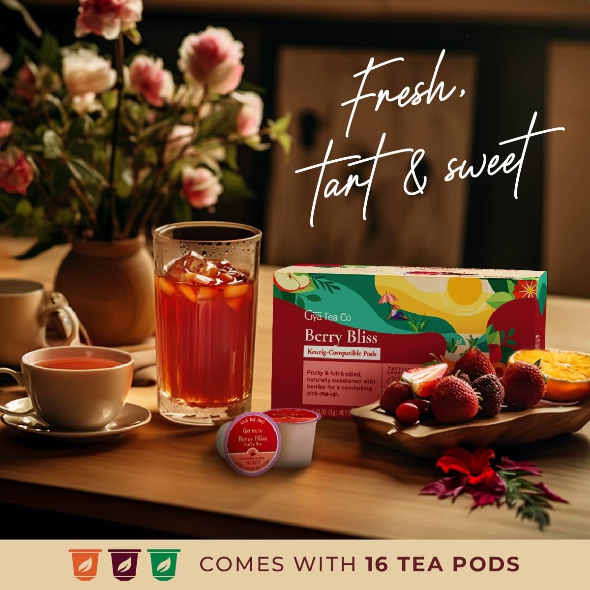 Berry Bliss Herbal Tea Pod (16 Count)- Decaf Wellness Tea for Body Comfort & …