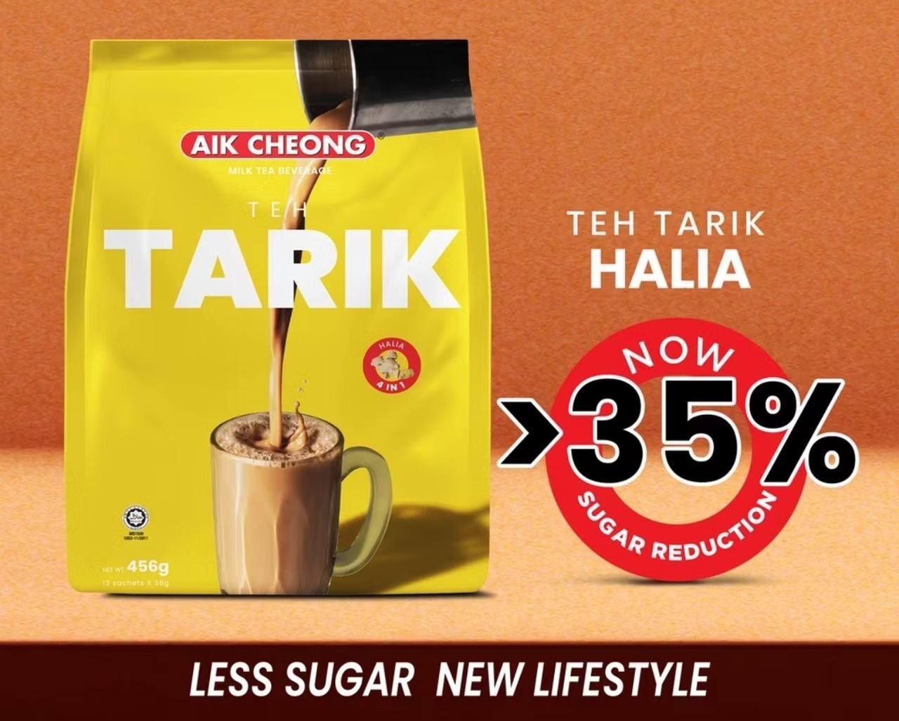 AIK CHEONG GINGER Milk Tea 4in1 Teh Tarik Halia [12 Sachet x 38g] x 4 Packs