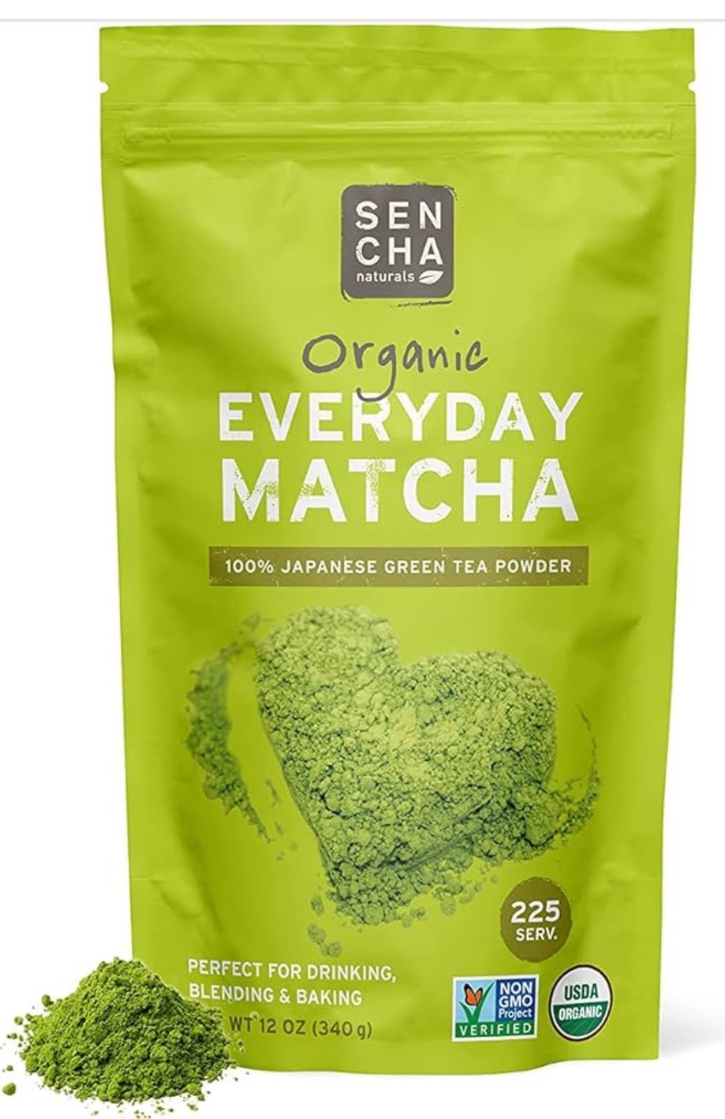 Sencha Naturals Everyday Matcha Green Tea Powder, 12 Ounce, EXP DATE 07/2027