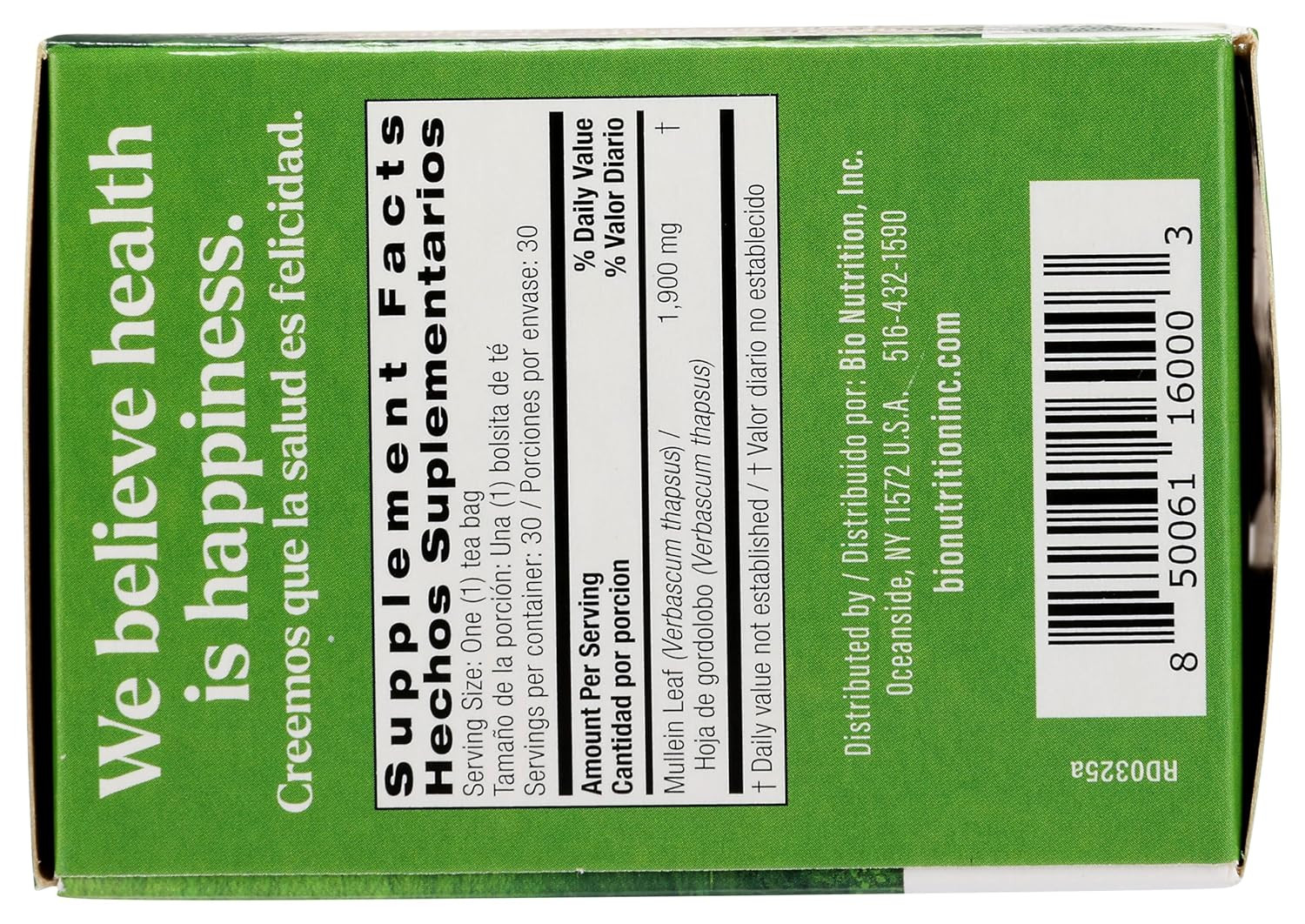 Mullein Leaf Tea, Caffeine Free, 30 Tea Bags, 2.01 Oz (57 G)