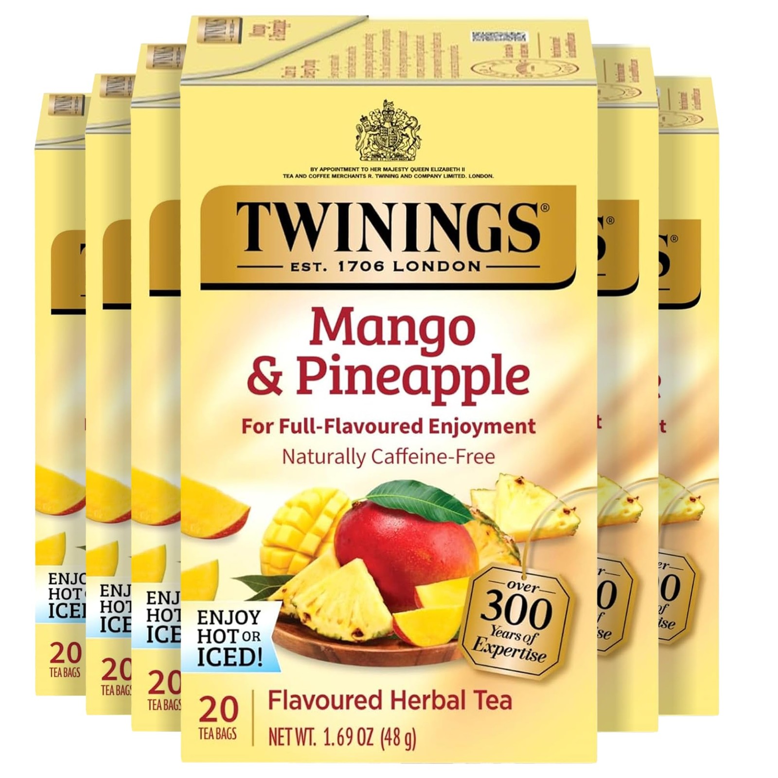 Twinings Mango Pineapple Herbal Tea 20 Count Pack of 6 Caffeine Free Tea Bags