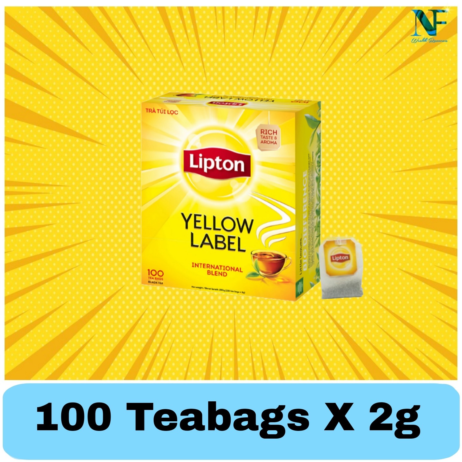 100 x 2g Lipton Black Tea Blend Yellow Label Bags America’s Favorite Tea