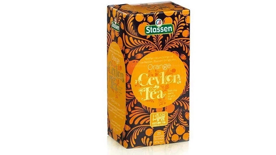 STASSEN ORANGE CEYLON TEA 25 ENVELOPED TEA BAGS 37.5G FREE SHIPPING WORLD WIDE