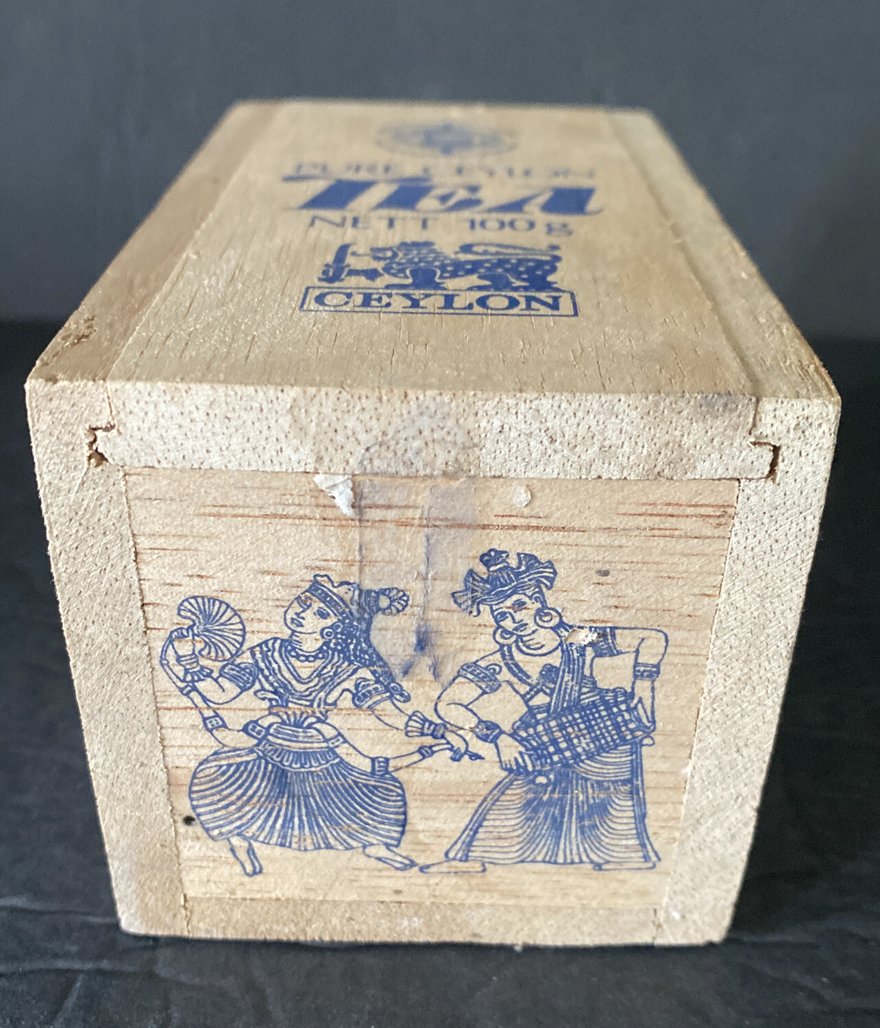 Mint Tea Mlesna Pure Ceylon Tea Wooden Box 100g Empty Box Vintage Collectible