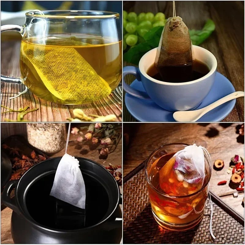 100pcs Empty Tea Bag Disposable Drawstring Seal Teabags Loose Leaf Tea Filters