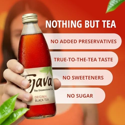 Tejava Unsweetened Black Iced Tea, 24 Pack 12oz Bottles, No Sugar.
