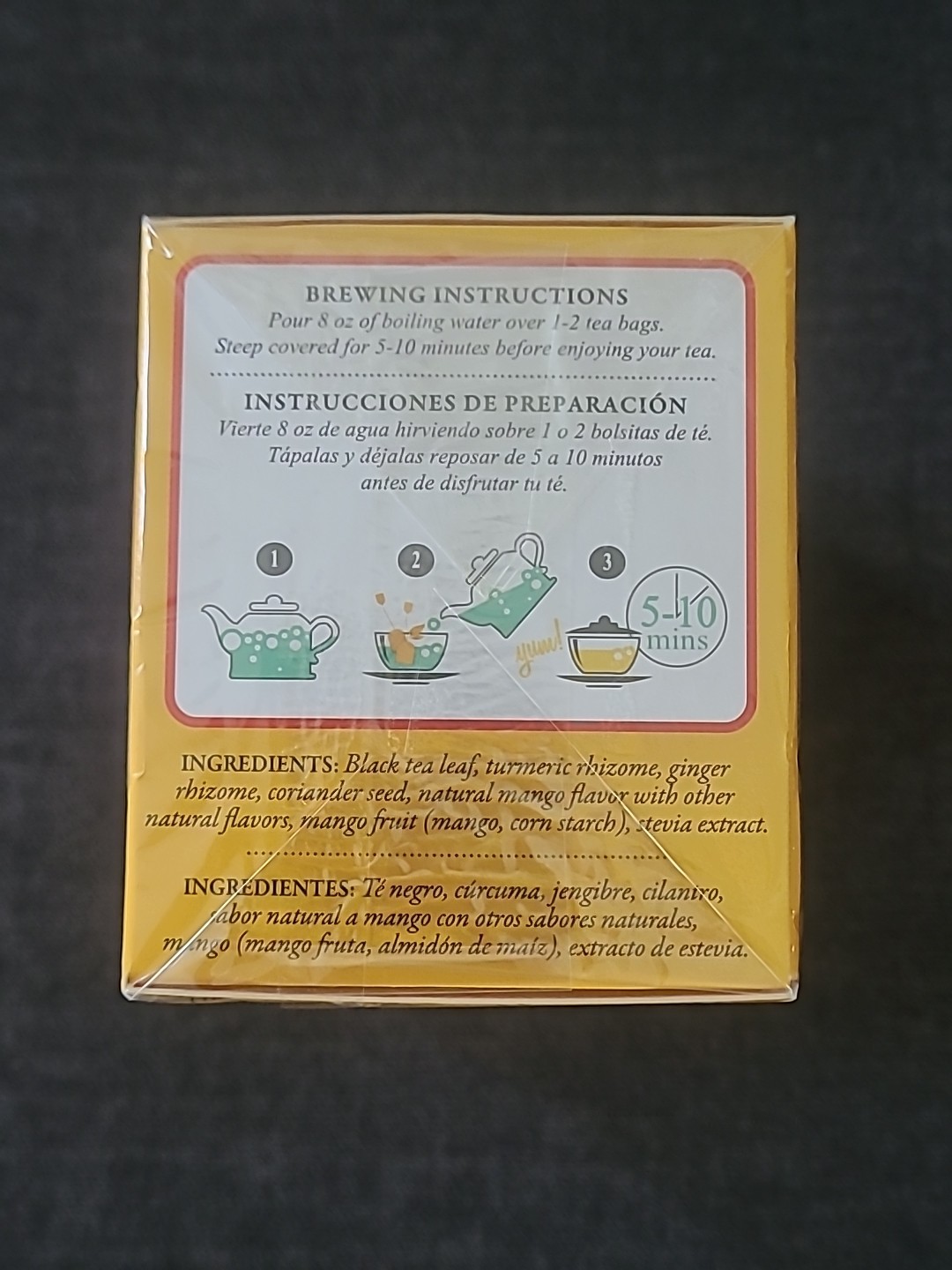 TADIN TURMERIC MANGO GINGER TEA Contains Caffeine 24 Tea Bags per Box – Lot of 2