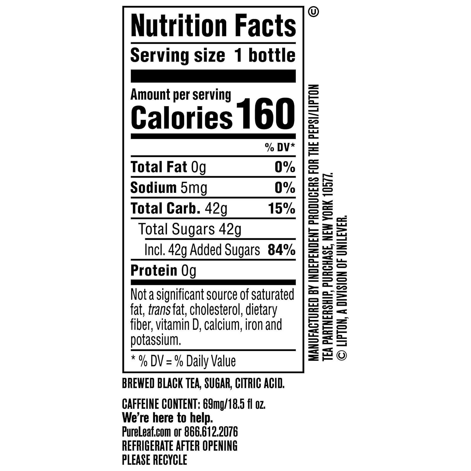 Pure Leaf Iced Tea, Sweet Tea, Real Brewed Tea, 18.5 Fl Oz Bottles (Pack of 12)