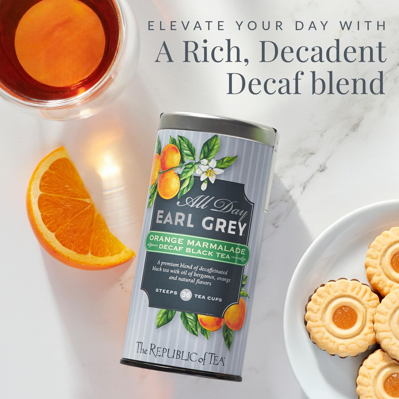 – All Day Earl Grey Orange Marmalade Decaf Black Tea, Naturally decaffeinated…