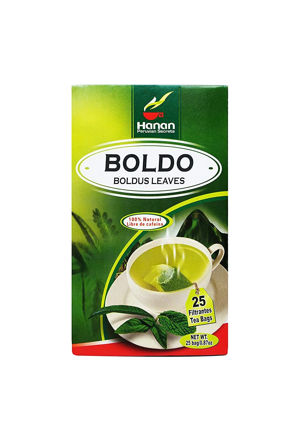 Hanan Peruvian Secrets Boldo Herbal Tea | 100% Natural Boldus | 25 Tea Bags | Na