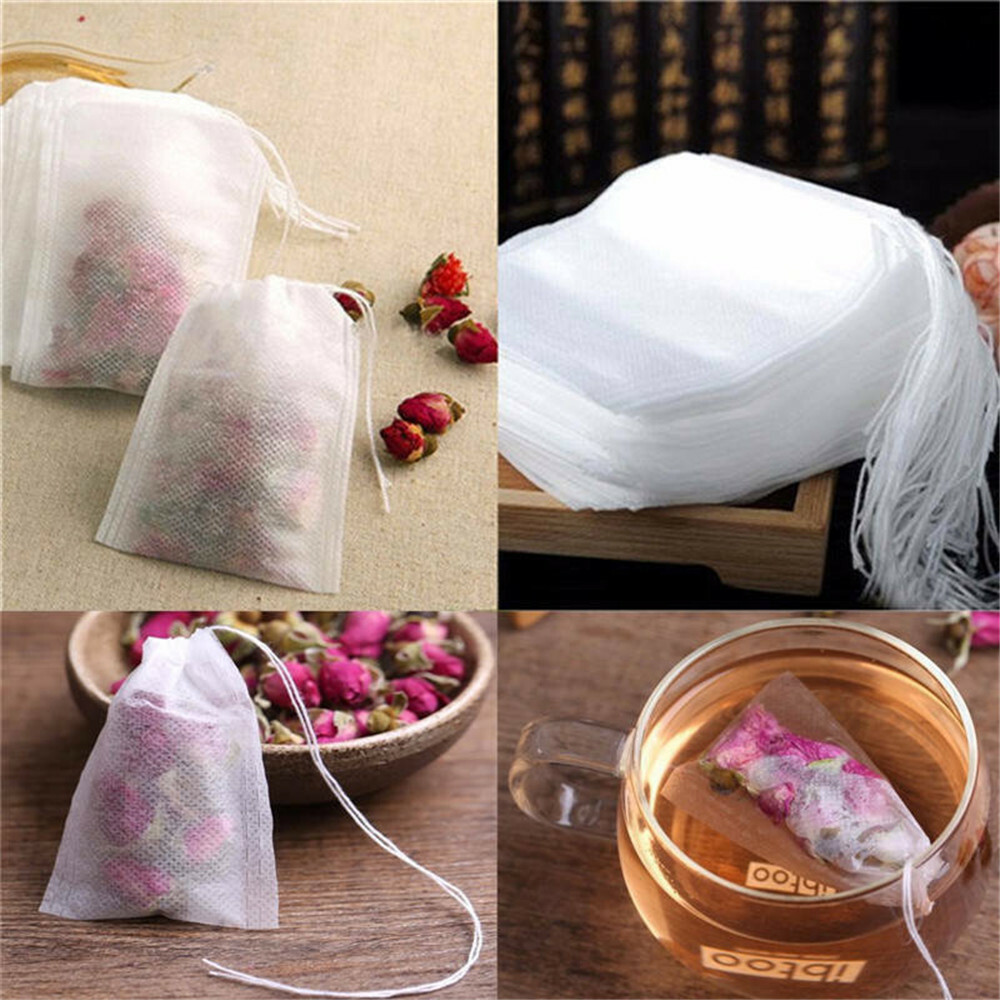 200X Empty TEABAGS Non-Woven String Heat Seal Filter Paper Herb Loose Tea Bag US