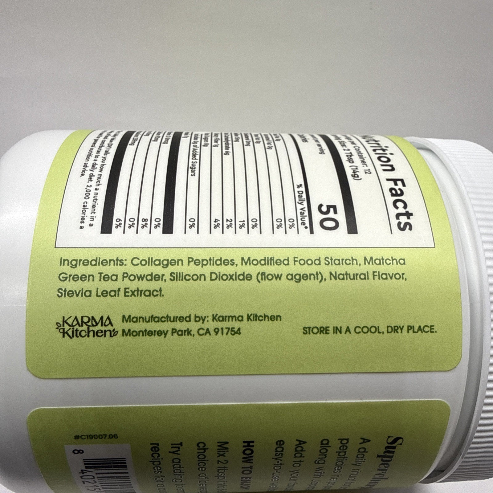 Karma Kitchen Matcha + Collagen Antioxidants, Skin Hair Nail Health Exp: 09/27