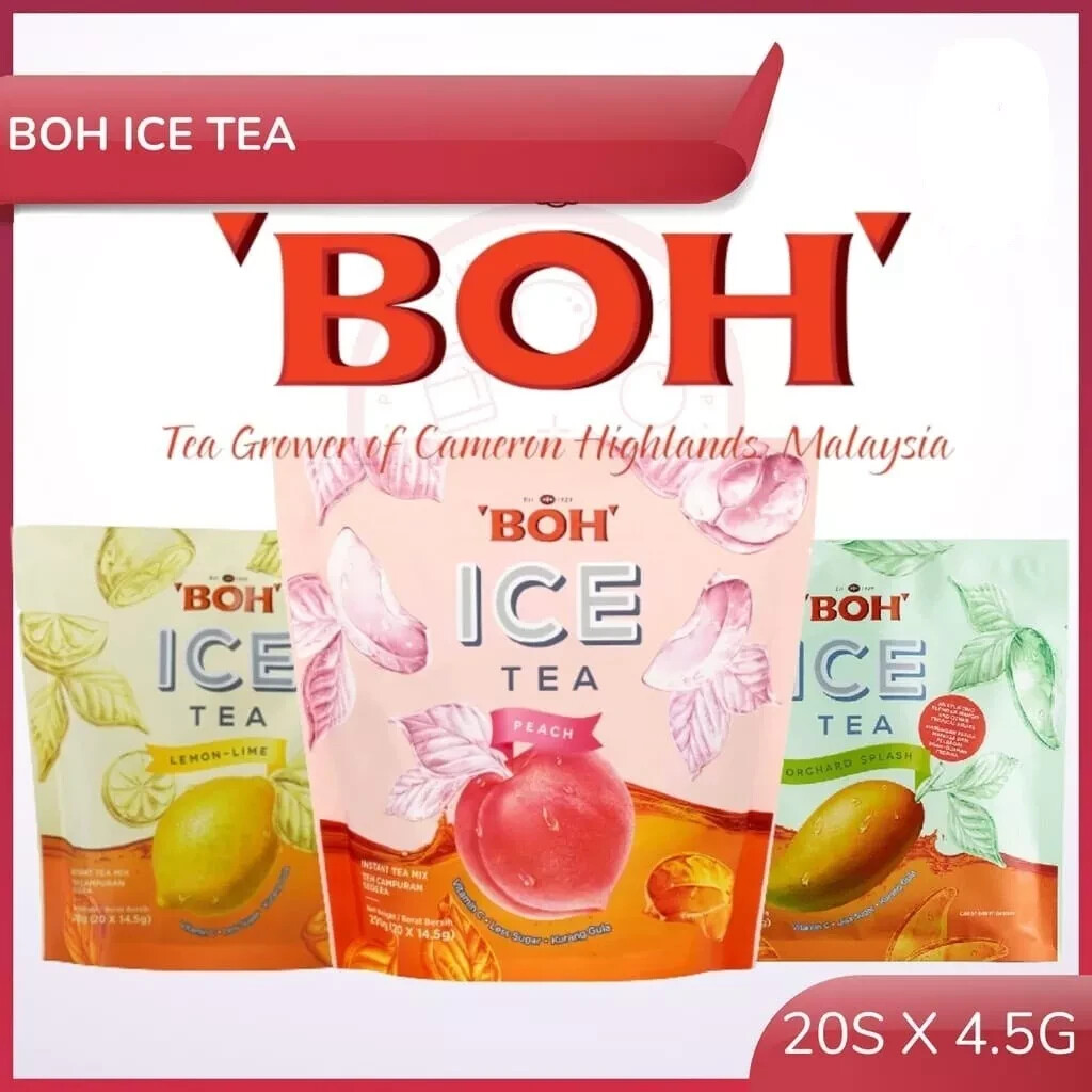 3 PACKS BOH Ice Instant Tea Mix 20 Sachets x 14.5 gm Less Sugar ( 3 Flavor )
