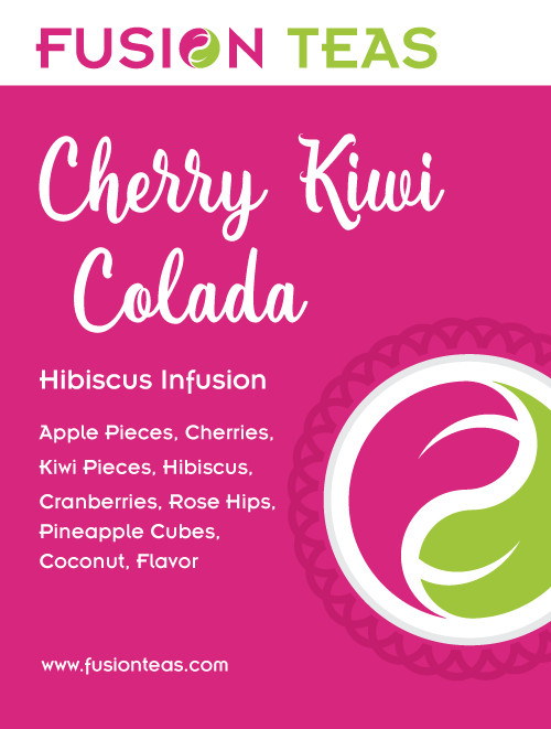 Cherry Kiwi Colada Hibiscus Fruit Tea – Herbal Loose Leaf Tisane – Fusion Teas