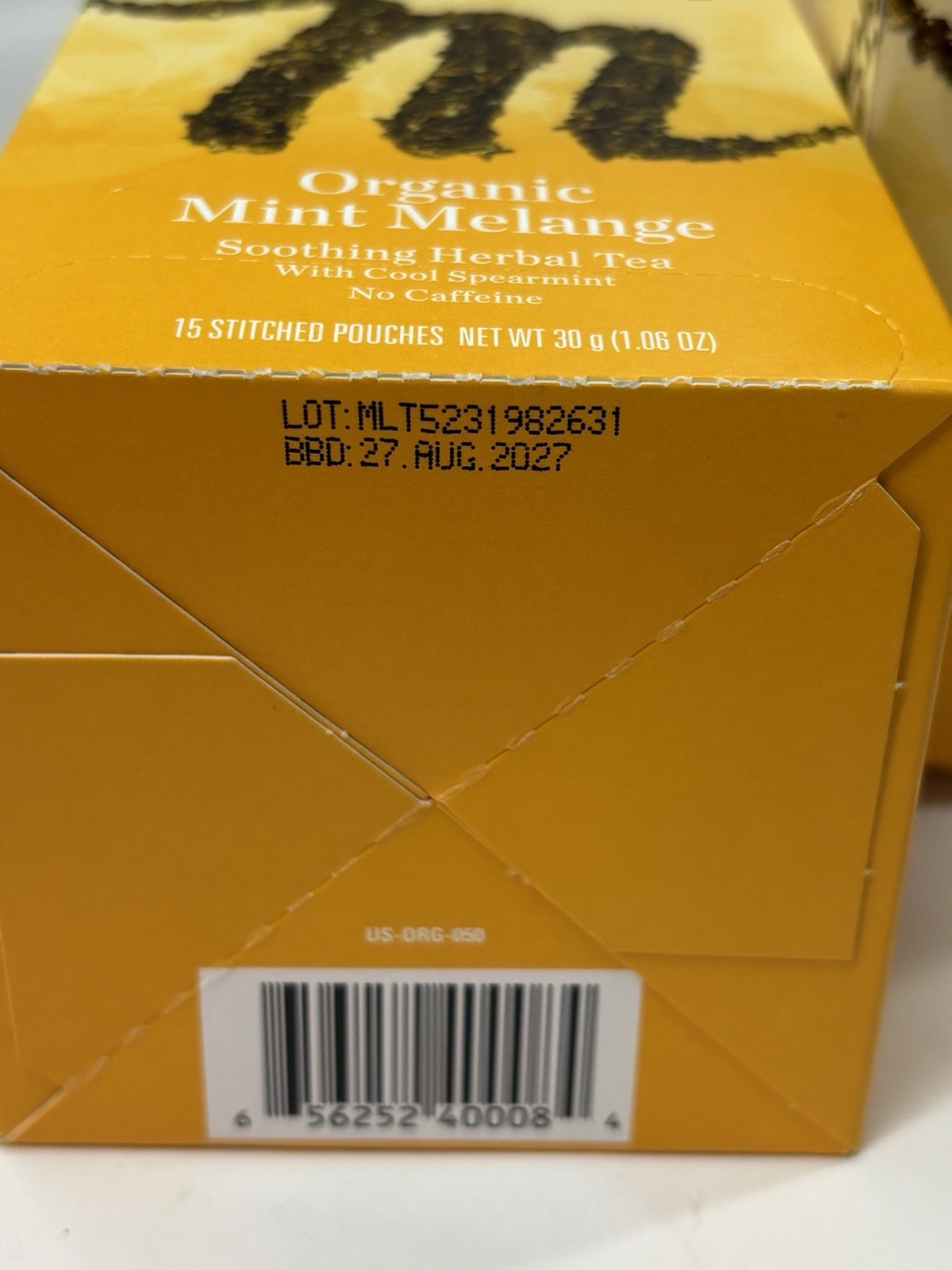 2 Boxes x 15 Pouches = 30 Pouches Mighty Leaf Organic Mint Melange Herbal Tea