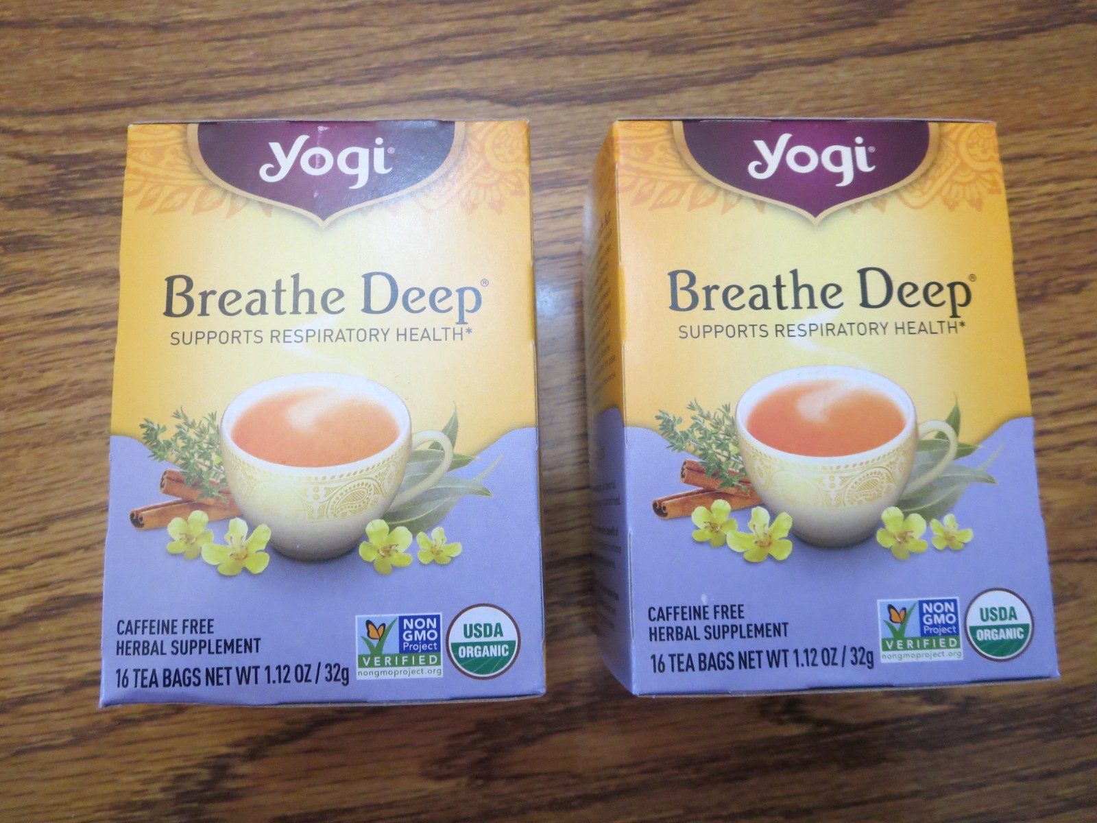 2 Yogi Teas Breathe Deep Tea 16 bags EXP 4/2027 SEALED Caffeine Free