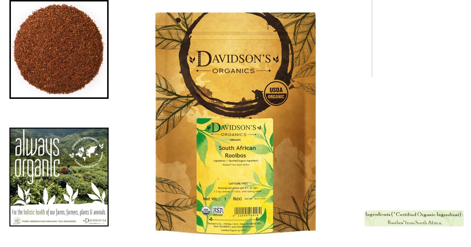 Quality South African Rooibos Loose Leaf Tea – 16 oz USDA Organic Blend