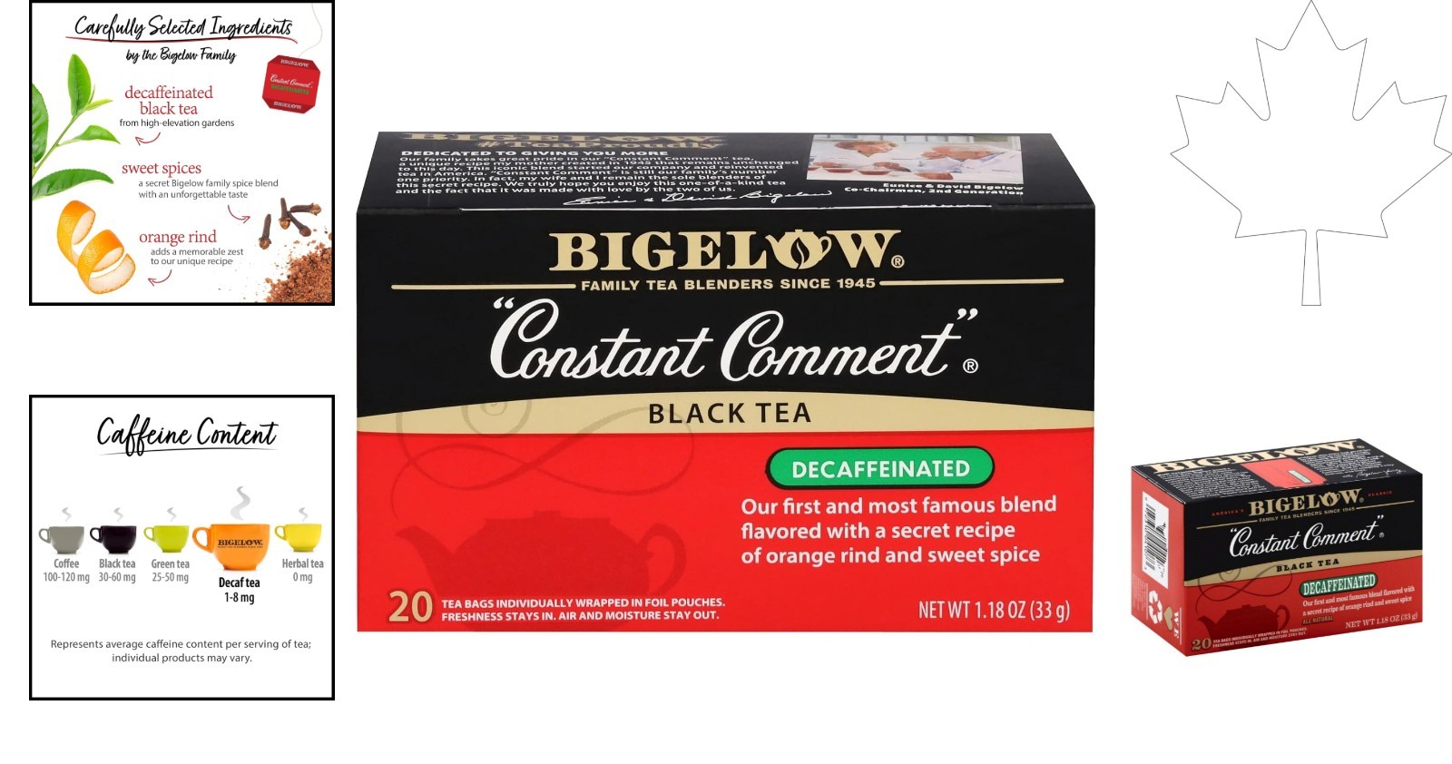 Organic Bigelow Constant Comment Decaffeinated Tea, 40 Teabags – Mildly Sweet
