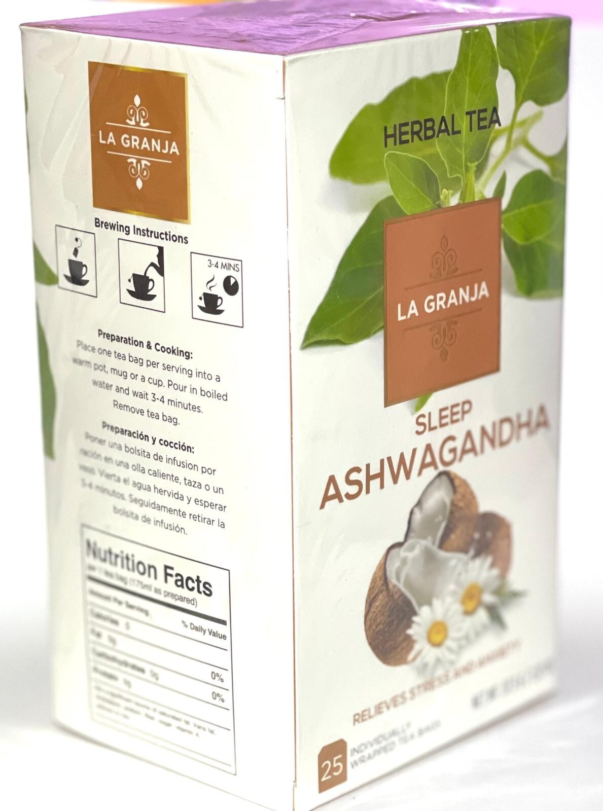 Ashwagandha Root Tea – Herbals Pure Herbal Tea (25 Count) Coconut Flavor
