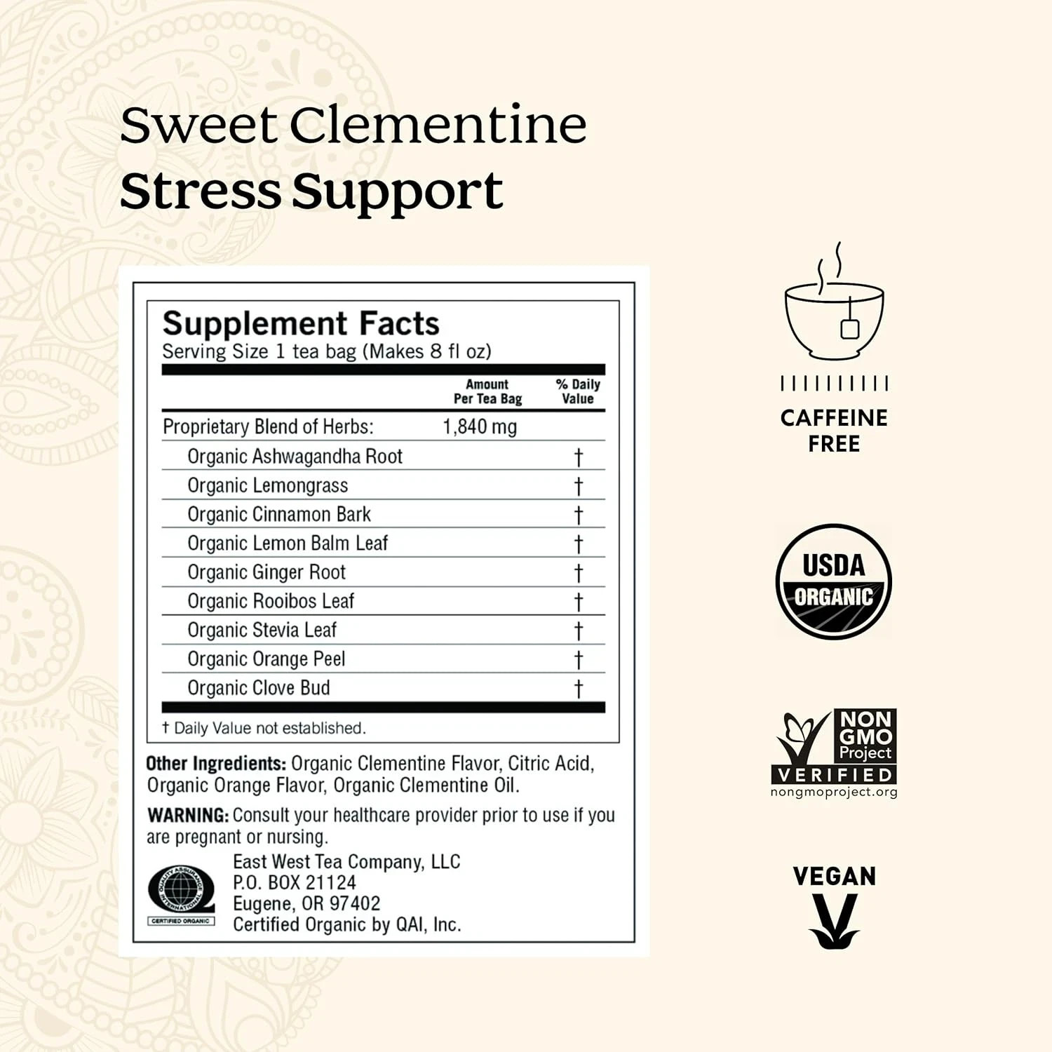 Yogi Tea Sweet Clementine Stress Support Tea – 16 Tea Bags per Pack (6 Packs)