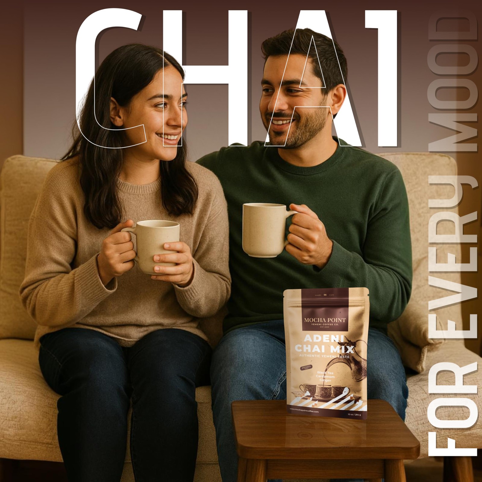 Mocha Point Adeni Chai Mix – Natural Black Tea with Ginger & Cardamom – Authe…