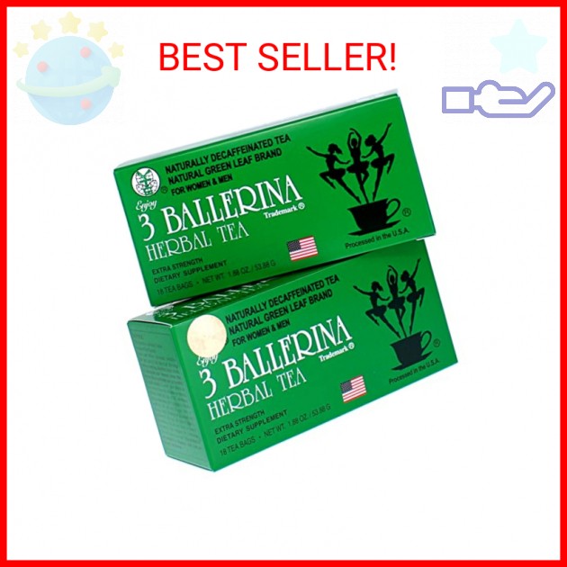 3 Ballerina Diet Tea Extra Strength – Caffeine-Free Herbal Tea Bags for Digestiv