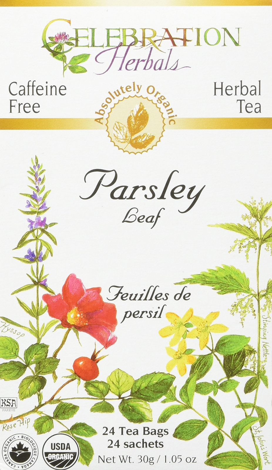 Te Organico De Hojas De Perejil Sin Cafeina, 24 Bolsitas De Hierbas