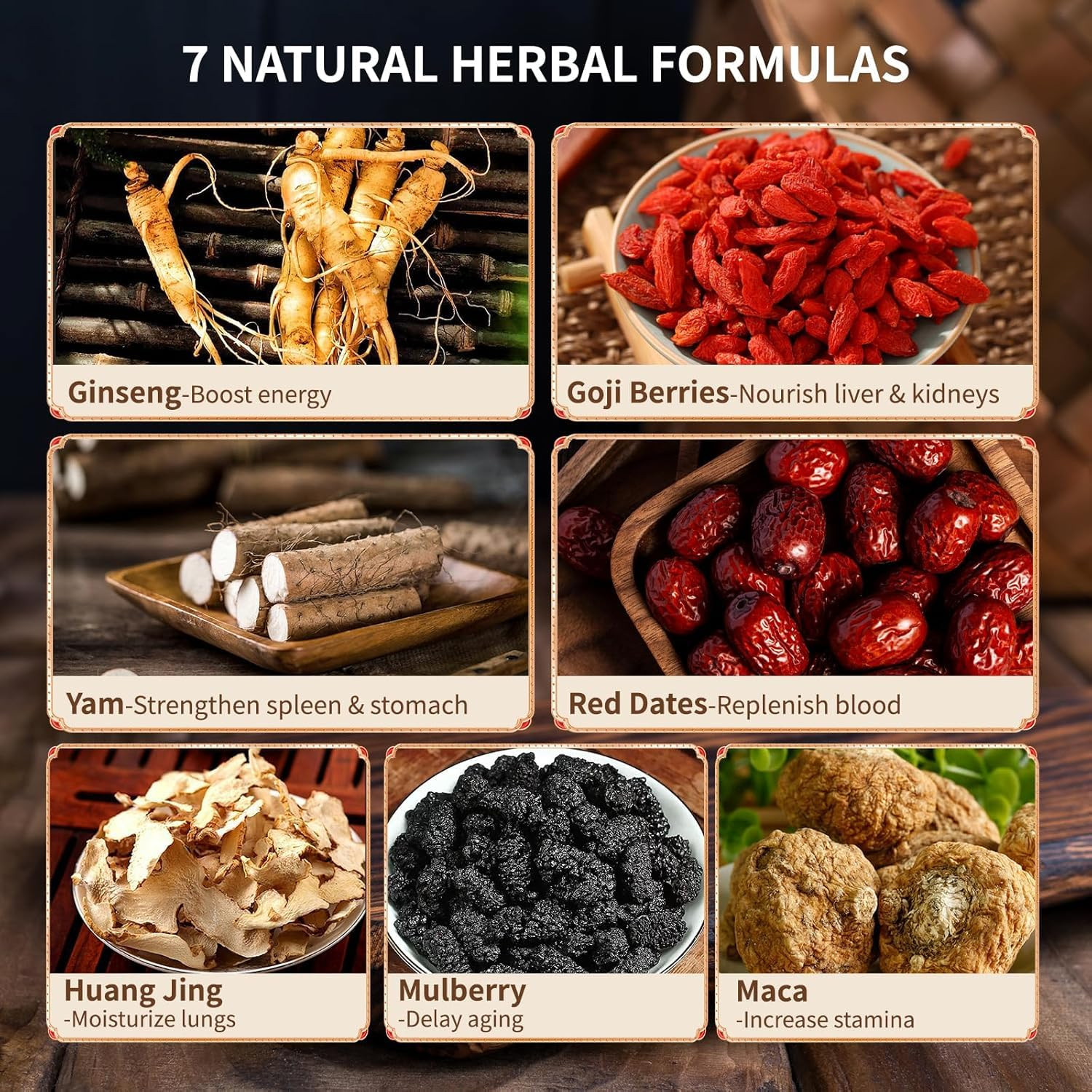 Ginseng Five Treasures Kidney Tea, Traditional Chinese Herbal Teabags, Natural K
