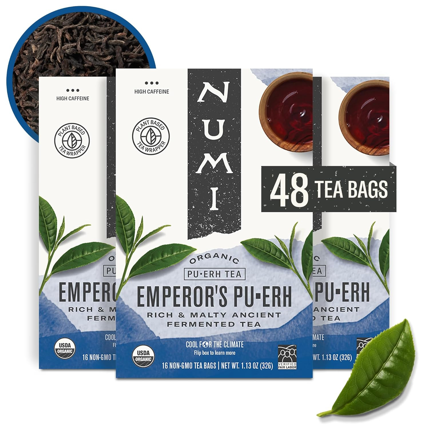 Numi Organic Emperor’S Pu-Erh Tea, 100 Tea Bags, Aged Fermented Yunnan Black Tea