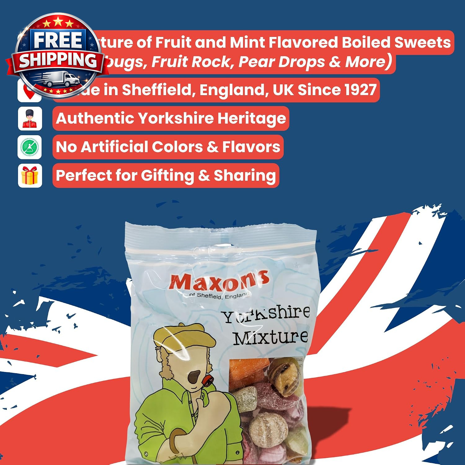 Yorkshire Mixture 250G (8.8 Oz) Bag – Authentic Mixture of Fruit and Mint Flavor