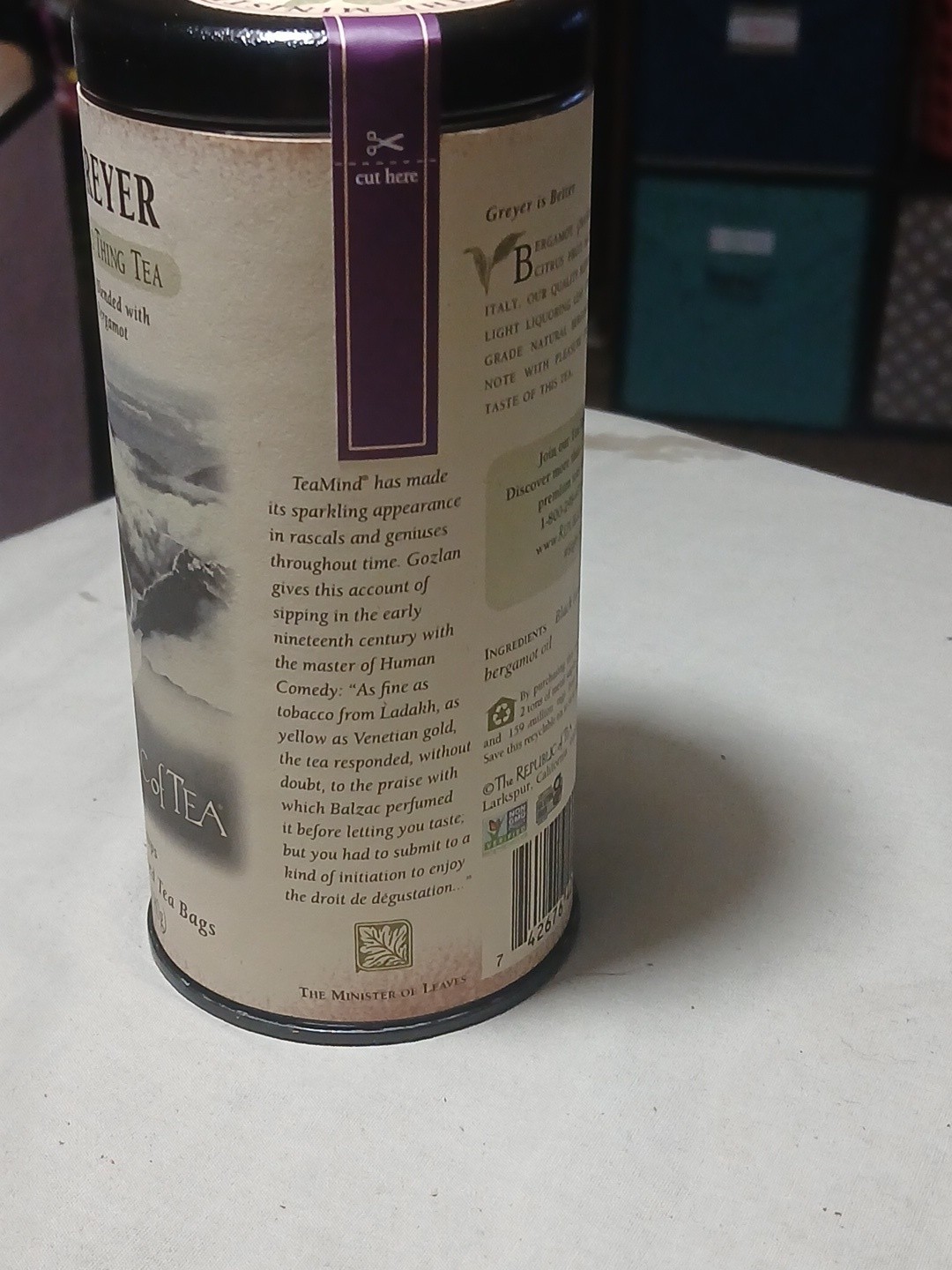 The Republic of Tea – Earl Greyer Black Tea Tin, 50 Tea Bags, Naturally Caffeina