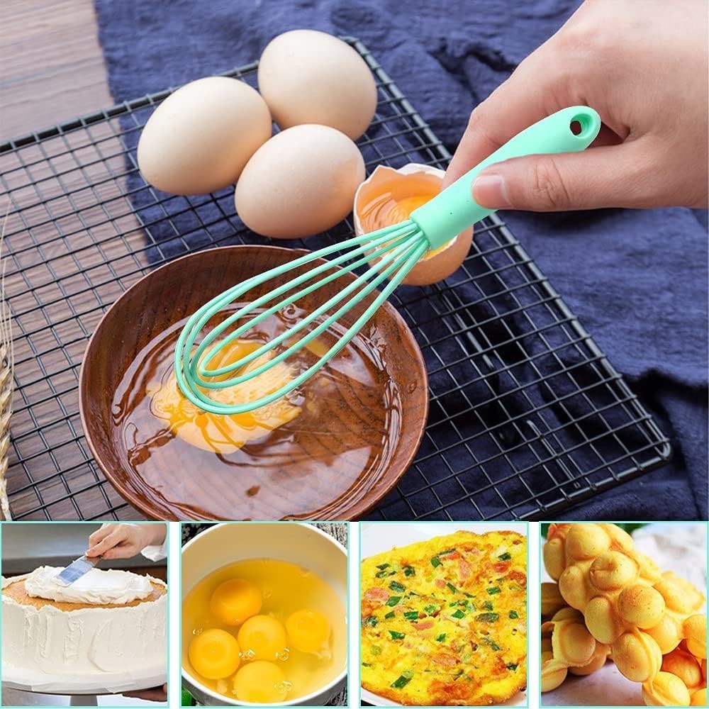 5 Pcs Silicone Mini Whisk – Stainless Steel Dough Whisk, Non Stick Multicolor