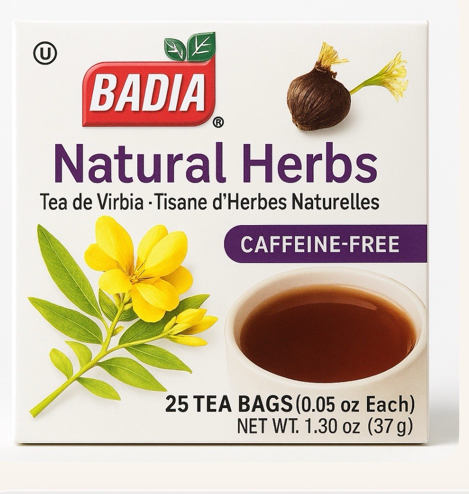 Badia Natural Herbs Tea – Caffeine-Free, Slimming – Two Boxes x 25 Bags Ex: 2/26