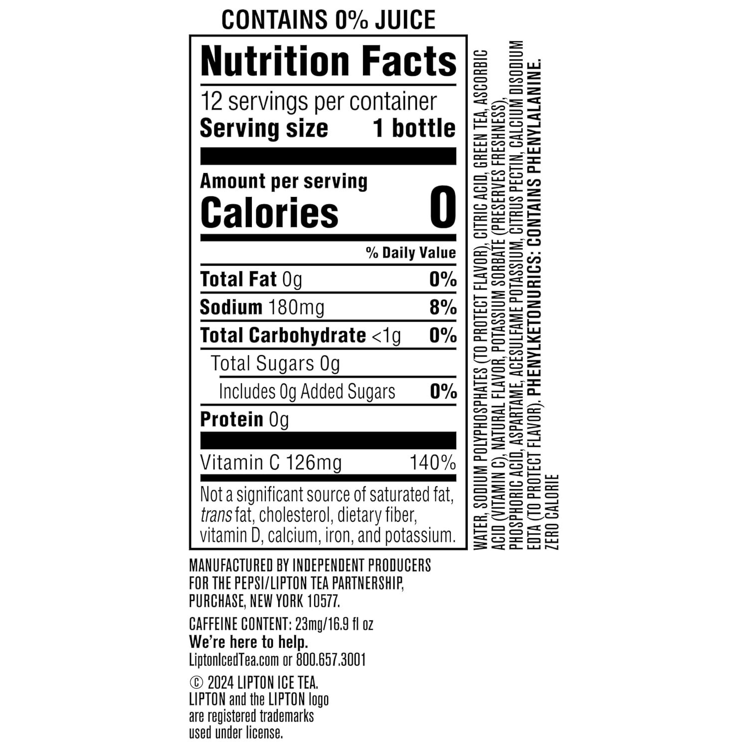 Lipton Diet Mixed Berry Green Tea, 16.9 Fl Oz Bottles (Pack of 12)