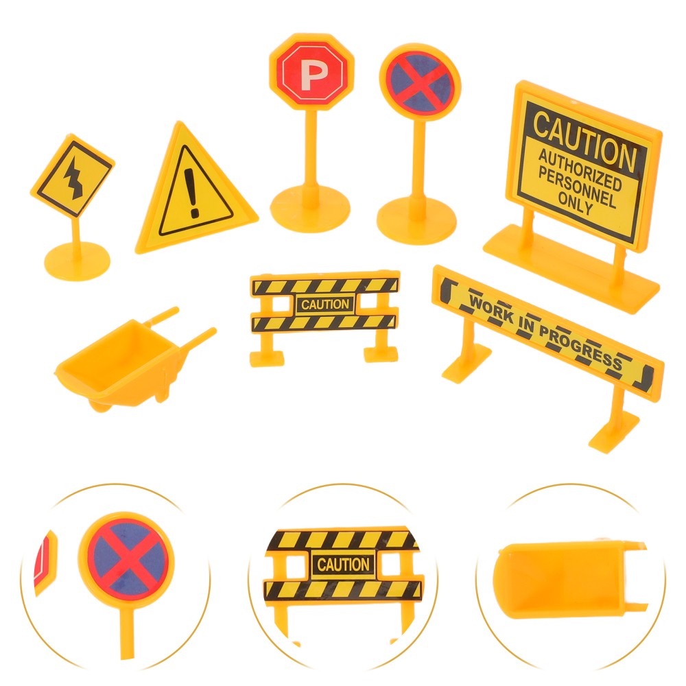 56 Pcs Engineering Road Sign Model Crosswalk Signal Toys Caution Signs Game
