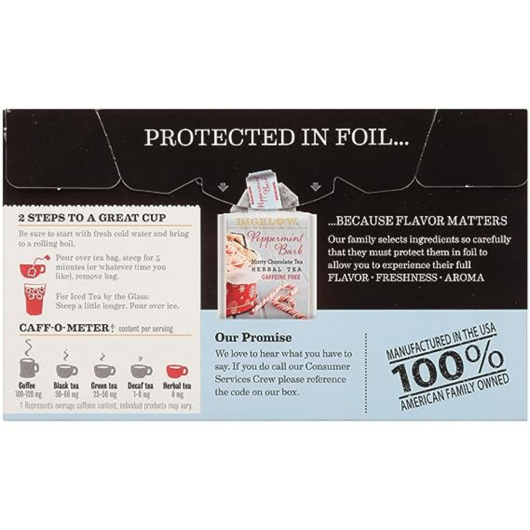 Peppermint Bark Herbal Tea, Caffeine Free, 18 Count (Pack Of 6), 108 Total Te…